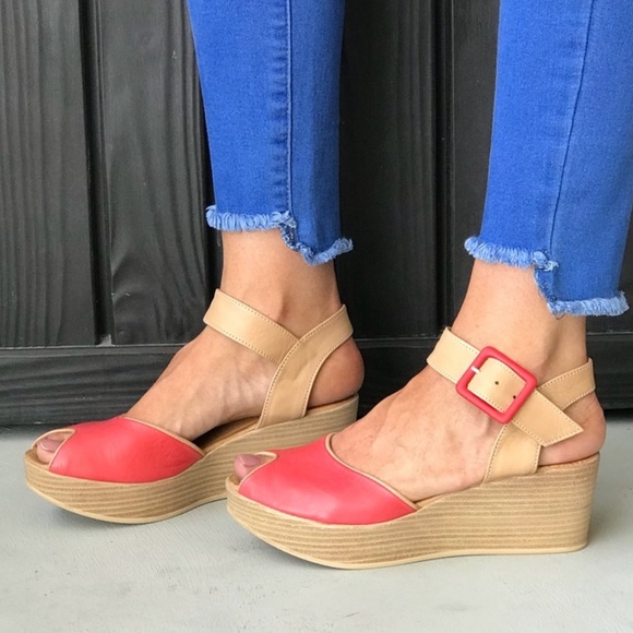 Anthropologie Shoes - Red Butter Soft Leather Peep Toe Wedge Sandal